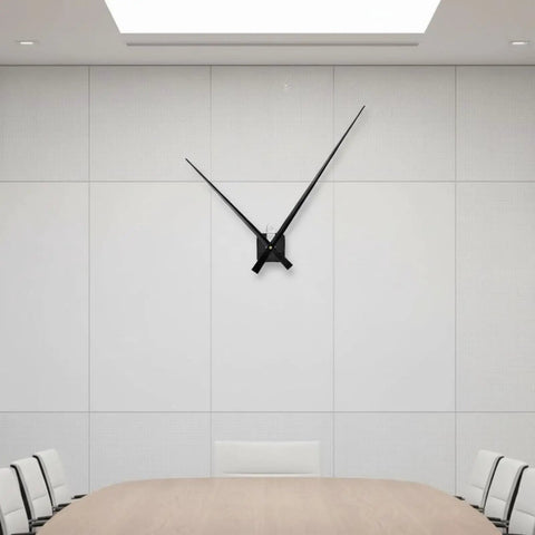 Upgrade Your Home With Top Tier XLWLLNJ Clock Movement Electronic Timekeeping Mechanism For DIY Restoration Projects Including Shaft Mounting Hardware Suitable For Living Room Classroom Studio Color Options Up To 2 With 18MM Shafts - Black clock on white wall above wooden table.