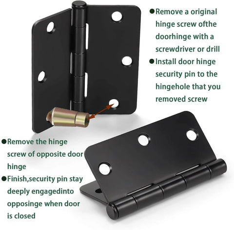 Tamper Resistant Door Hinge Screws Pack Of 10 1.75 X 0.38 X 0.38 Inches shown with installation guide