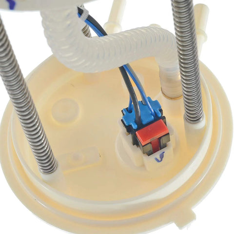 Close-up of Go-To Electric Fuel Pump Assembly With Sending Unit for Chevy Express and GMC Savana 1997 to 2002, wiring visible.