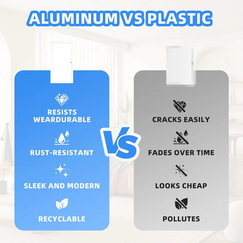 Comparison chart of 14 By 29 Aluminum Access Panel For Drywall Walls And Ceilings vs plastic features and durability.