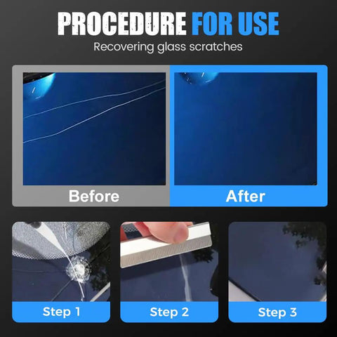 Windshield Crack Repair Kit With Fast Glass Repair Fluid For Cars, Universal Chip And Crack Fix showing before and after repair
