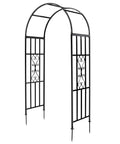 Durable Curved Metal Garden Arbor Trellis For Outdoor Use, Iron Plant Supports For Climbing Vines and Wedding Arch Ceremony Decor