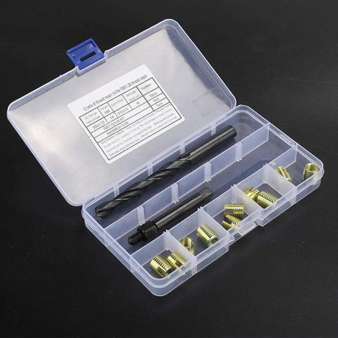 12 Piece M8 X 1.25 Thread Repair Kit With Self Tapping Inserts For Automobiles Rail Cars Home Appliances And Machinery in plastic case