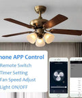 WiFi Ceiling Fan And Light Remote Control Kit Compatible With Alexa And Google Phone App Control Without Hub Universal Ceiling Fan Light Remote Includes RF Remote And Smart Switch For Speed And Light On Off displayed with app interface and control features