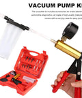 SHMZK hand-held vacuum brake bleeder kit with gauge, red carrying case and adapters
