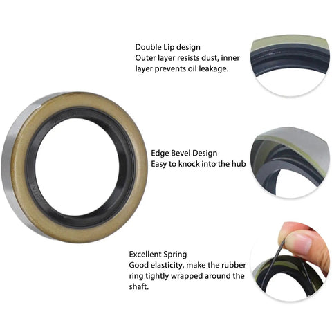 Two Set All In One Boat Trailer Axle Hub Wheel Bearing Kit With Grease Seals And Cotter Pins Fits 16 Inch 2000 2200 Lbs Axles For A Full Hub Rebuild Ready To Go, featuring a close-up of grease seal design details.