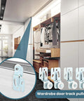 Sliding Door Hardware Wardrobe Roller Kit With Four Wheels For Top Hung Bypass Doors For Kitchen And Pantry, shown in use.