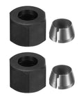 2Pcs 8mm Carbon Steel Router Collet Reduction Sleeve Adapter With M15 Nuts For Woodworking And DIY CNC Engraving Conversion Chuck Shank Tool Bit Holder Black Heavy Duty