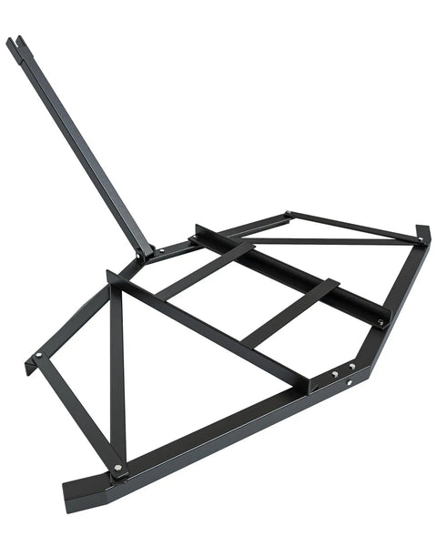 Beefy Heavy Duty Steel Driveway Drag Harrow 66 Inch Wide For ATV UTV shown in black steel with two adjustable bars for leveling