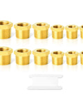 Brass Hex Bushing Fitting Kit 12-Piece For Plumbing And Hydraulic Lines Includes 1/4-1/8, 3/8-1/8, 3/8-1/4 sizes displayed