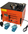 Heavy Duty Portable Rebar Bender With 1.25 Inch Steel Bar Capacity Powered By A Brisk 3700 Watt Electric Motor on a work surface.