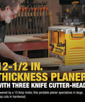 Heavy Duty 12.5 Inch Benchtop Wood Thickness Planer Packing A Beefy 15 Amp Motor And Triple Cutter Head That Shaves Hardwood Like Butter For Flawless Furniture Crafting Projects Daily.