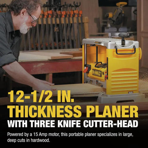 Heavy Duty 12.5 Inch Benchtop Wood Thickness Planer Packing A Beefy 15 Amp Motor And Triple Cutter Head That Shaves Hardwood Like Butter For Flawless Furniture Crafting Projects Daily.
