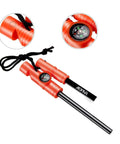 Rugged Survival Compass and Fire Starter Kit with Lensatic Sight, Waterproof and Shakeproof Gear with red handles and distance calculator.