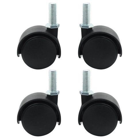 4 Pack 1.5 Inch Black Plastic Swivel Caster Wheels With M8 Threaded Stem Replacement For Chairs And Furniture Without Locking Brakes M8 20mm Threaded