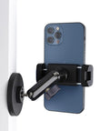 Magnetic Phone Holder Mount With 360 Degree Dual Ballhead And N52 Magnet Base attaching a smartphone to a metal surface