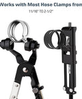 Close-up of 9 Piece Hose Clamp Pliers Set Long Reach Tool Kit highlighting flexible wire long reach pliers and flat band pliers.