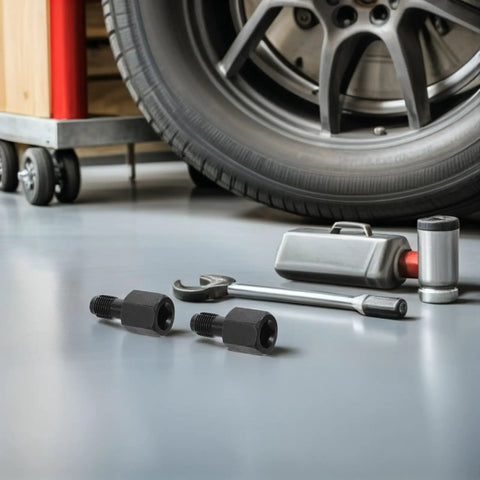 Heavy Duty Thread Repair Insert Kit For Car Engines, 2 Piece Steel Rethreading Tool Set with automotive tools and tire.