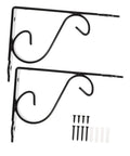 Heavy Duty Iron Triangle Shelf Brackets Black Metal Corner Supports 4 Pack with mounting screws and wall anchors.