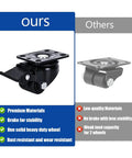 Comparative image showing Low Profile Caster Wheels Set Of Four Heavy Duty Swivel Casters With Locking Brake features and benefits.