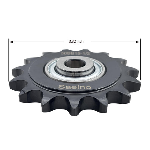 Roller Chain Idler Sprocket Type C With Bearing One Half Inch Bore Fifteen Teeth ANSI 50 Chain Drive Sprocket, 3.32 inch diameter