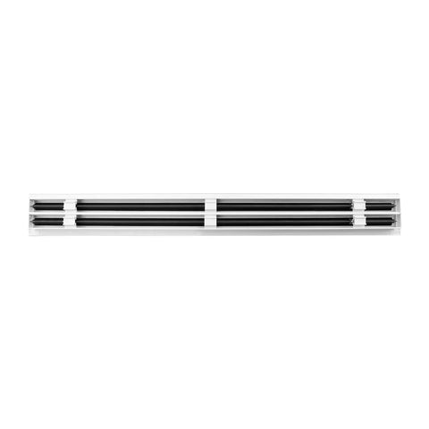Slick 36 Inch Linear Slot Diffuser With Double Slot Design White Aluminum Air Vent Cover for ceilings, walls, and floors.