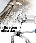 Super Cool Adjustable Stainless Steel Hose Clamp DIY Kit With Worm Gear For Fuel Line Pipe Tube Repair In Automotive Marine And Garden Projects Featuring Premium 304 Grade Metal Strap Custom Fit For Any Diameter Up To Massive Dimensions And Irregular, screw adjustment detail