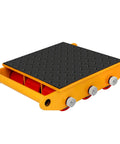 Heavy Duty Machinery Moving Skate Dolly 15T 33000Lbs with non-slip rubber belt, yellow and black, for safe industrial equipment transport