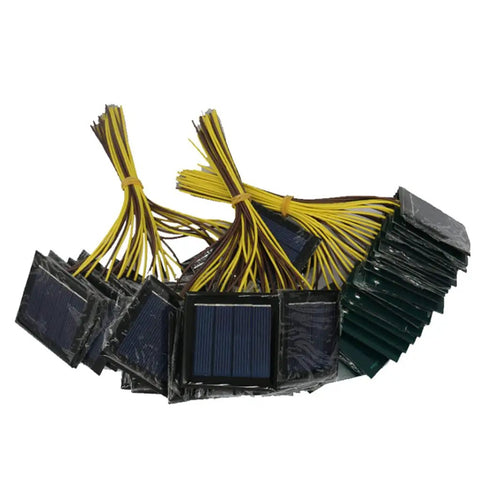 Multiple 2V 100mA Portable Solar Droplet Boards For Outdoor Camping And Electric Toy Chargers, yellow wires attached