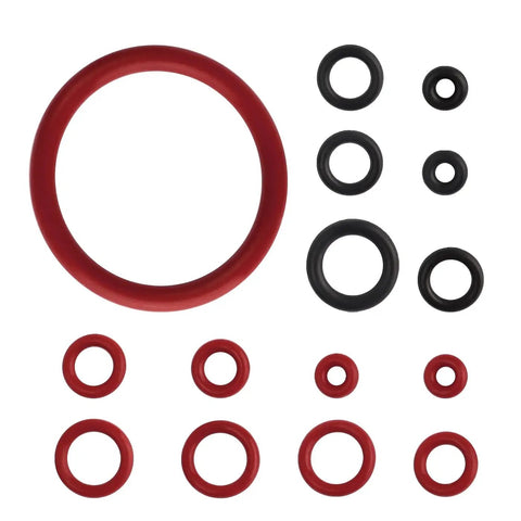 60 Piece Silicone O Ring Kit For Espresso Machines With 15 Sizes Of Food Grade Seals And Gaskets Replacement O Rings Nozzles And Gaskets Fits Saeco Philips Gaggia Spidem And Most Home Coffee Makers For Quick Easy Maintenance shown in various sizes and colors.
