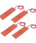 Set of 4 Flexible Silicone Heating Pads With NiCr Alloy Element, Heavy Duty Industrial Thermal Mats for Equipment, 12V 20W, 200 C Temperature Resistance, Fast Heat Transfer, 50x150mm