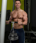 Man using Heavy Duty Weight Loading Pin For 1 Inch And 2 Inch Weight Plates With Strong Carabiner For Cable Pulley Lat Pulldown