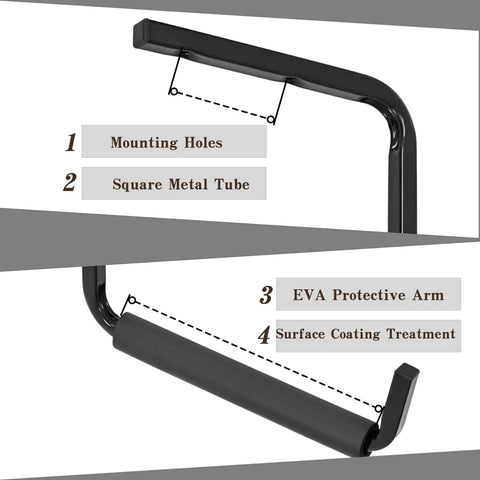 Overhead Garage Storage Hooks Two Pack Ceiling Ladder Rack Wall Mounted Hangers with EVA protective arm and metal tube