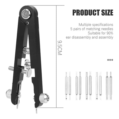 Watch Band Tool Kit With Pro Grade Spring Bar Pliers And 10 Tips Tweezers Set for Quick Disassembly, aluminum alloy, 9.5cm size