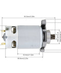 Beefy 8 Teeth RS550 DC Reciprocating Saw Motor With Helical Gear for Electric Saws, product dimensions with helical gear.