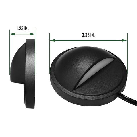 Side and top view of Low Voltage LED Deck Lights 4 Pack Screwless for Outdoor Steps and Railings, 2W Integrated LED Chips, Die Cast Aluminum.
