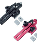 Pro Grade Aluminum T Track Positioning Jig For Woodworking, Thin Strips Guide, Includes Bolt, Black and Red Variants with Plates Included