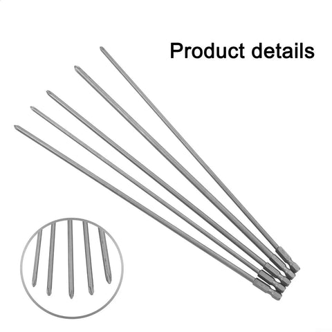 Huge Heavy Duty Long Screwdriver Bits Set With 5 Pieces Including Master PH1 And PH2 Sizes Perfect For Electric Drills And Manual Gear During Metal Construction Fix It Projects Around The Workplace, 300mm metal bits