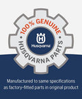 Husqvarna logo with text '100% Genuine Husqvarna Parts, Manufactured to same specifications as factory-fitted parts'