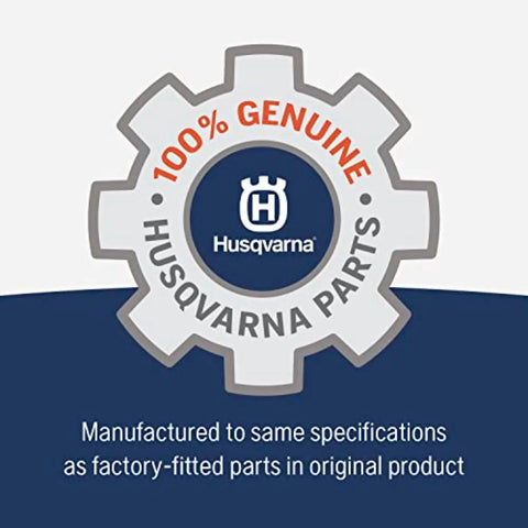 Husqvarna logo with text '100% Genuine Husqvarna Parts, Manufactured to same specifications as factory-fitted parts'
