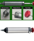 SS-02 Desoldering Solder Sucker Pro-Grade Desoldering Tool with silicone nozzle, release button, and push head detail