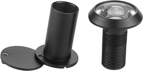 Solid Brass Door Peephole Viewer With 200-Degree Wide Angle And Heavy Duty Rotating Privacy Cover, Black Finish