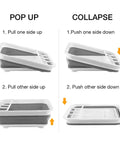 Collapsible Dish Drying Rack With Built-In Utensil Drying Rack, Portable Kitchen Organizer for RVs in pop-up and collapse stages