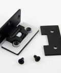 Nasty Good Heavy Duty 90 Degree Glass Door Hinges Stainless Steel 304 Wall Mount, showcasing a black hinge with mounting plate and screws.