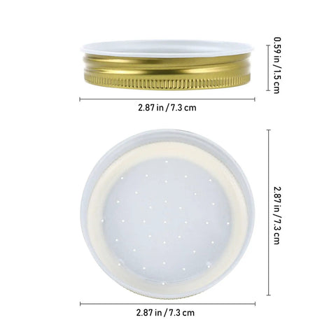 8 Pack Metal Bee Feeders For Beehives Entrance Lid Water And Sugar Syrup Feeder Set with perforated design, dimensions labeled