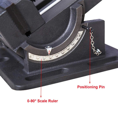 Beefy 4 Inch Angle Drill Press Vise With Cradle Style Tilting Jaw, Benchtop Industrial Strength Drill Clamp Vice, 4 Inch Jaw Width, 4 Inch Jaw Opening, 1-1/2 Inch Jaw Depth, Built For Precise Metalworking