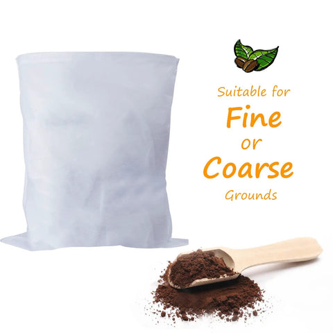 100 Pack Cold Brew Filter Bags 20 By 20 Inch For Five Gallon Buckets Boss Grade Commercial Cold Brew Filters Brew Up To Five Pounds Of Coffee Durable Sock Style Filter For Home And Cafe with coffee grounds