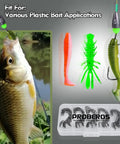 Bass Fishing Offset Worm Hooks Kit With Tackle Box, EWG Wide Gap Hooks, plastic baits, and fish caught using the kit displayed.
