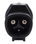 Heavy Duty EV Charging Adapter For Type 2 Connectors showing front view of the connector with dual ports for electric vehicle charging.