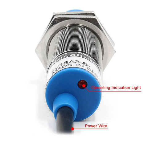 M18 Inductive Proximity Sensor 8mm Sensing Distance 90-250V AC 400mA Normally Open NO 2 Wire Non Shield Type close-up view